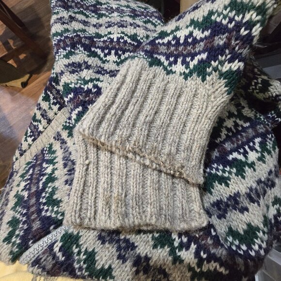 Cambridge VTG Fair Isle Sweater Ragg Wool Full Zip Lined Jacket USA Made Women L - Picture 12 of 12